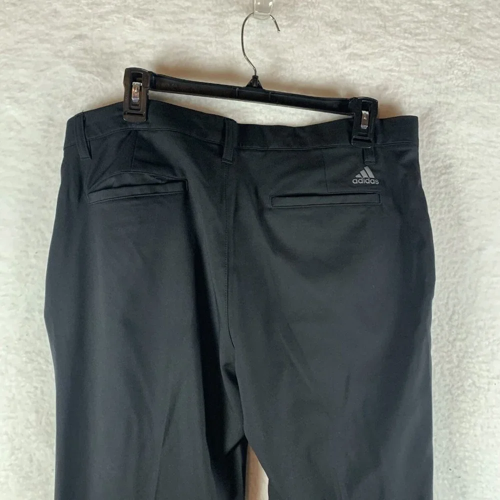 Adidas Pants Mens 34 x 30 Black Straight-Leg Slash Pockets Mid-Rise Classic 6767